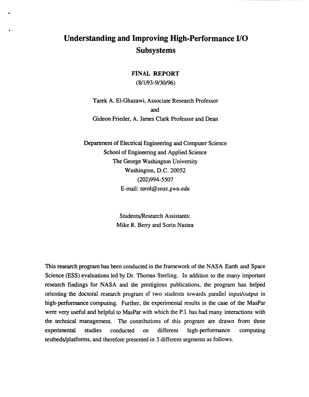 Understanding and Improving High-Performance I/O Subsystems