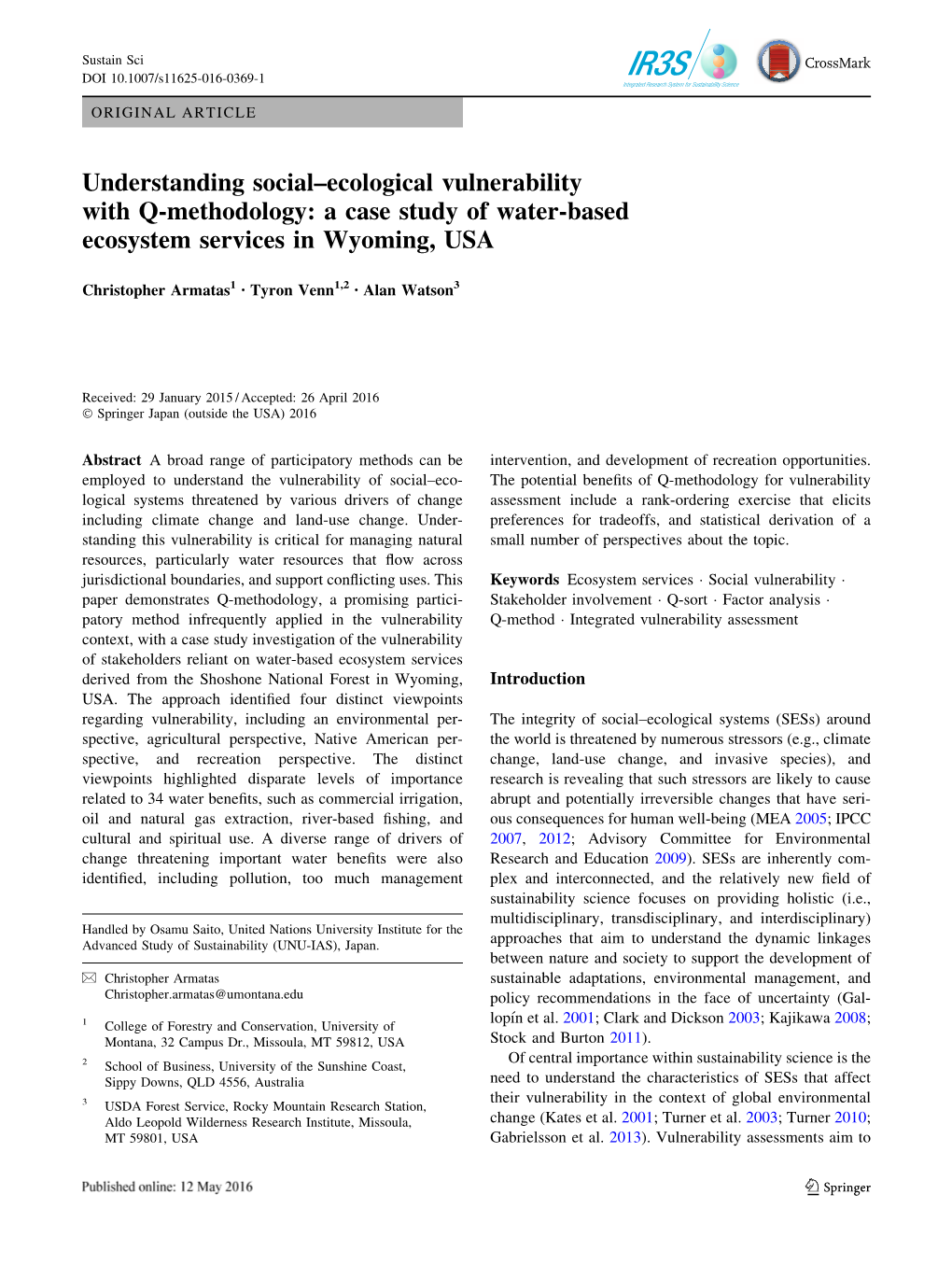 Understanding Social-Ecological Vulnerability