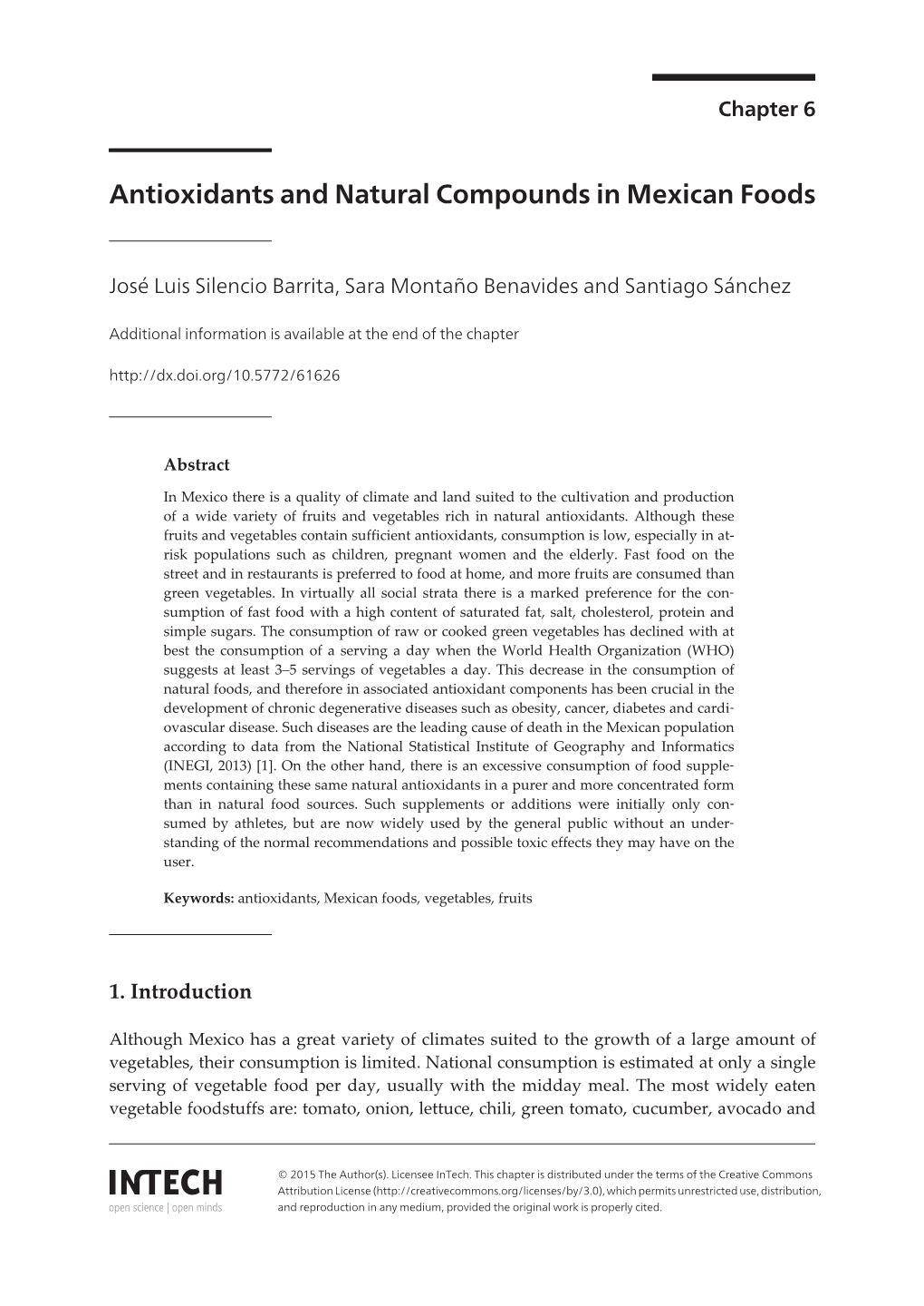 Antioxidants and Natural Compounds in Mexican Foods