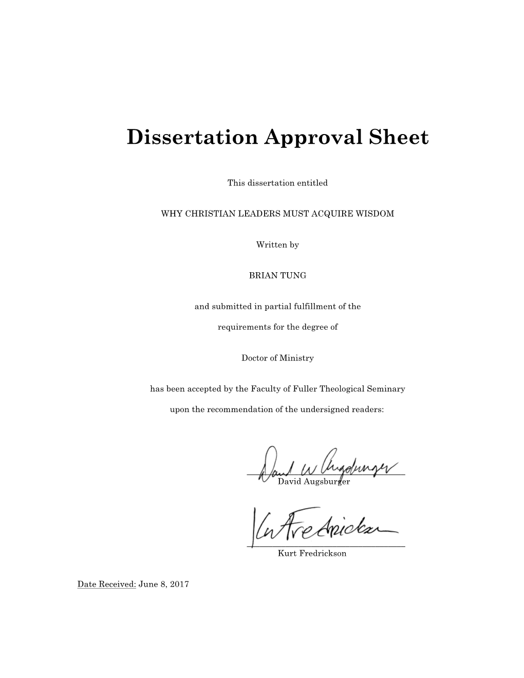 Dissertation Approval Sheet