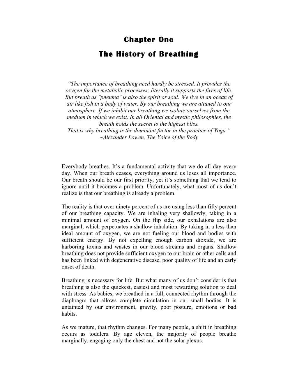 Chapter One the History of Breathing