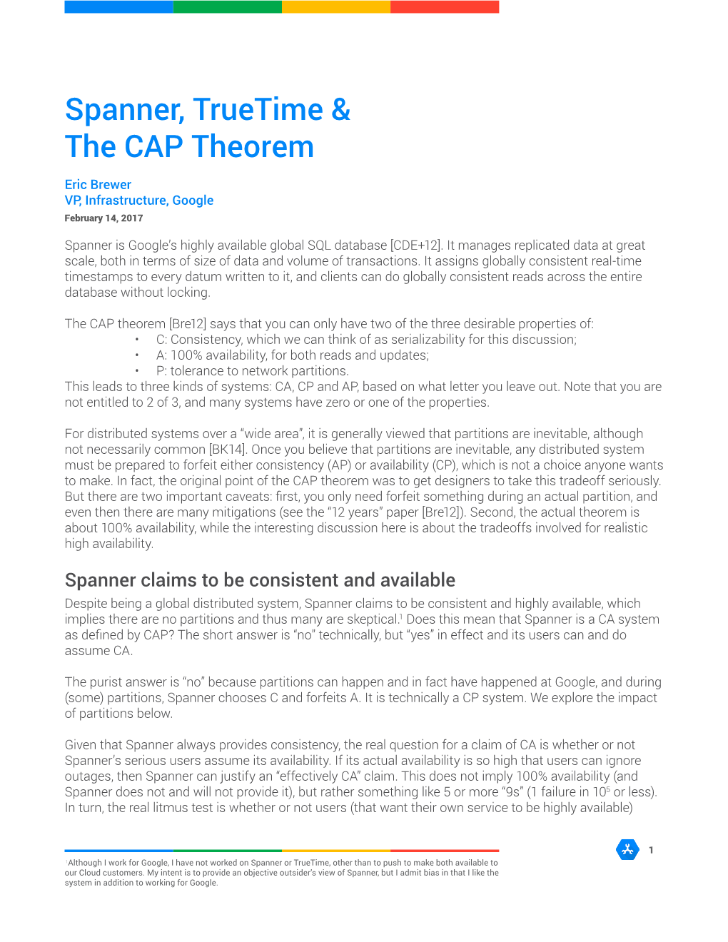 Spanner, Truetime & the CAP Theorem