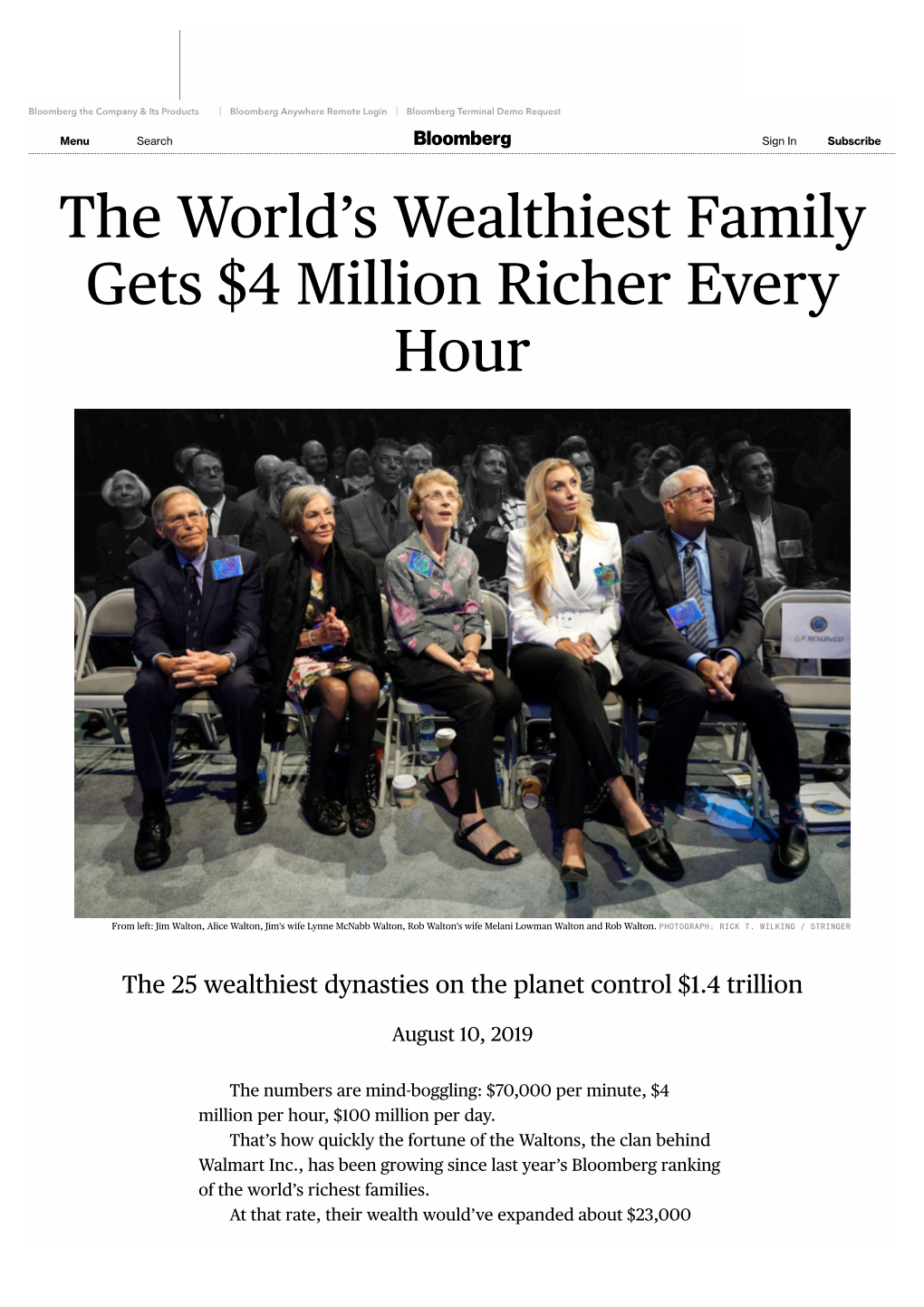 The World's Wealthiest Family Makes $4 Million Every Hour