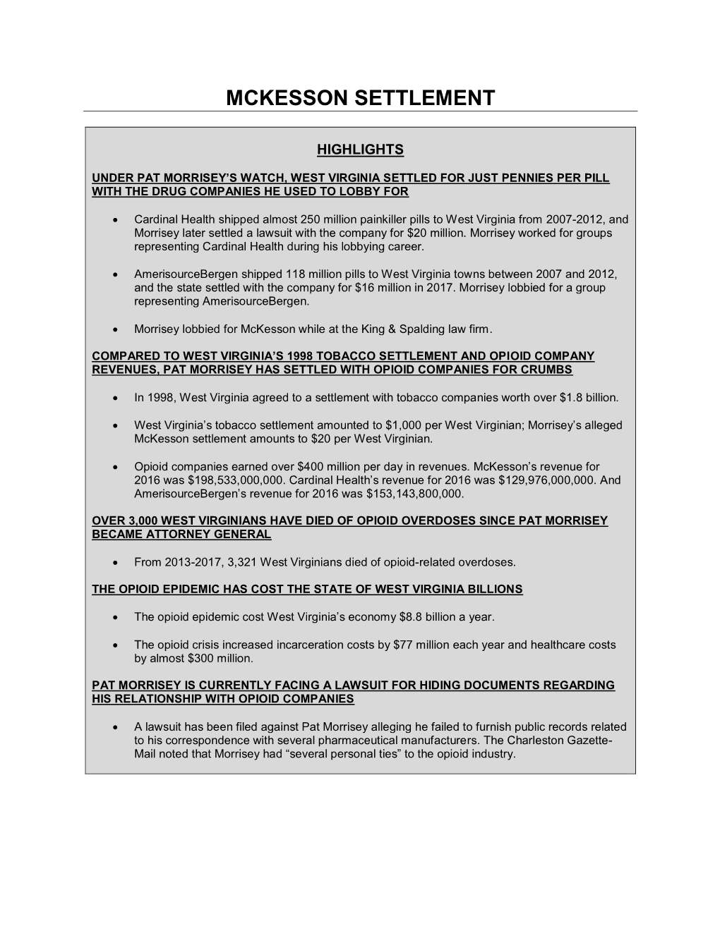 Information on Morrisey's Opioid Settlements (PDF)