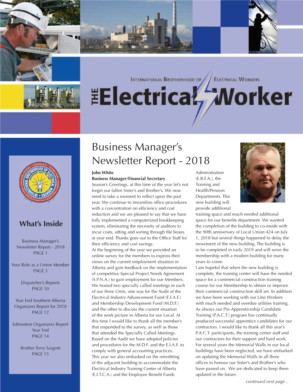 Business Manager's Newsletter Report
