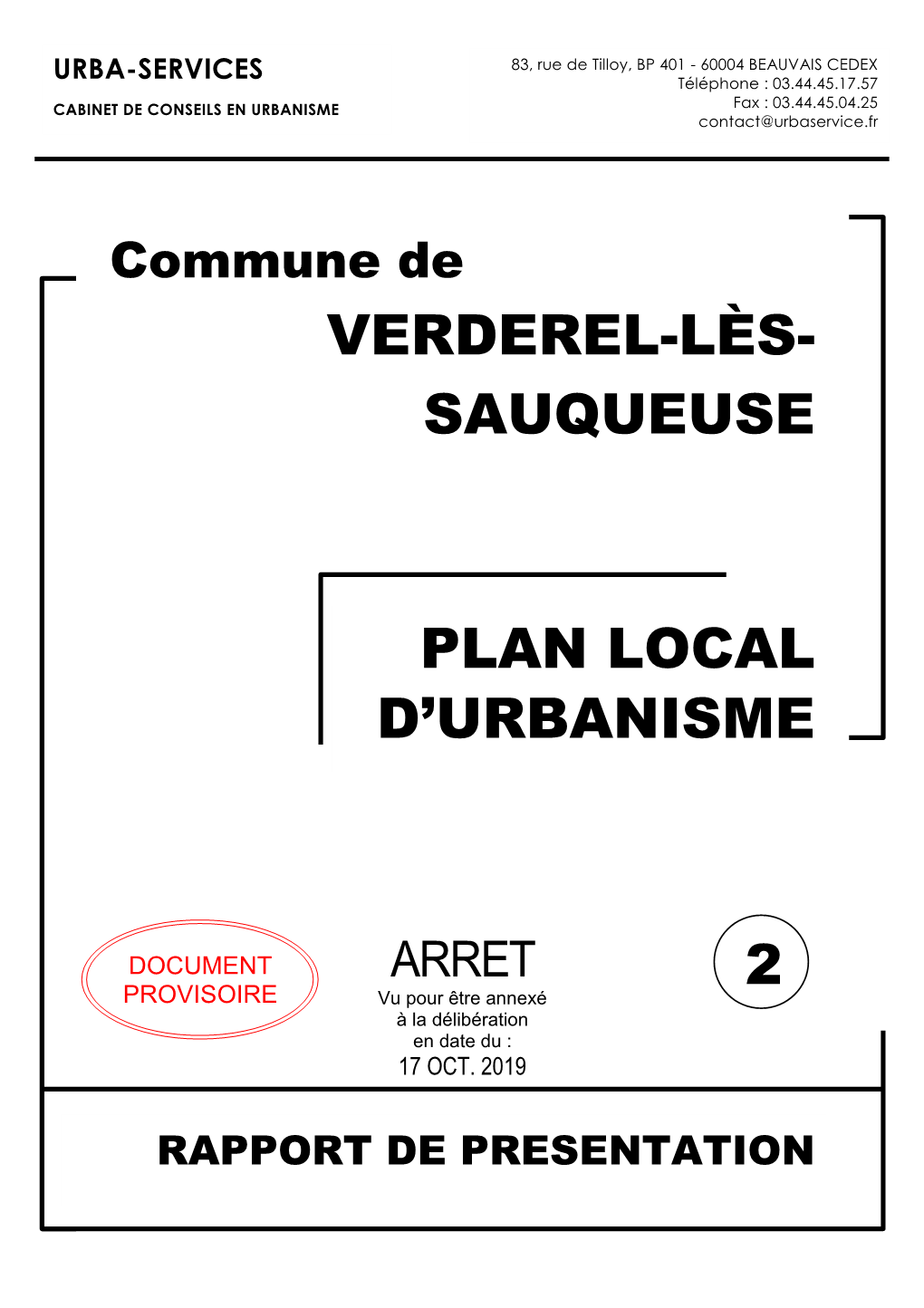 Plan Local D'urbanisme Verderel-Lès- Sauqueuse 2