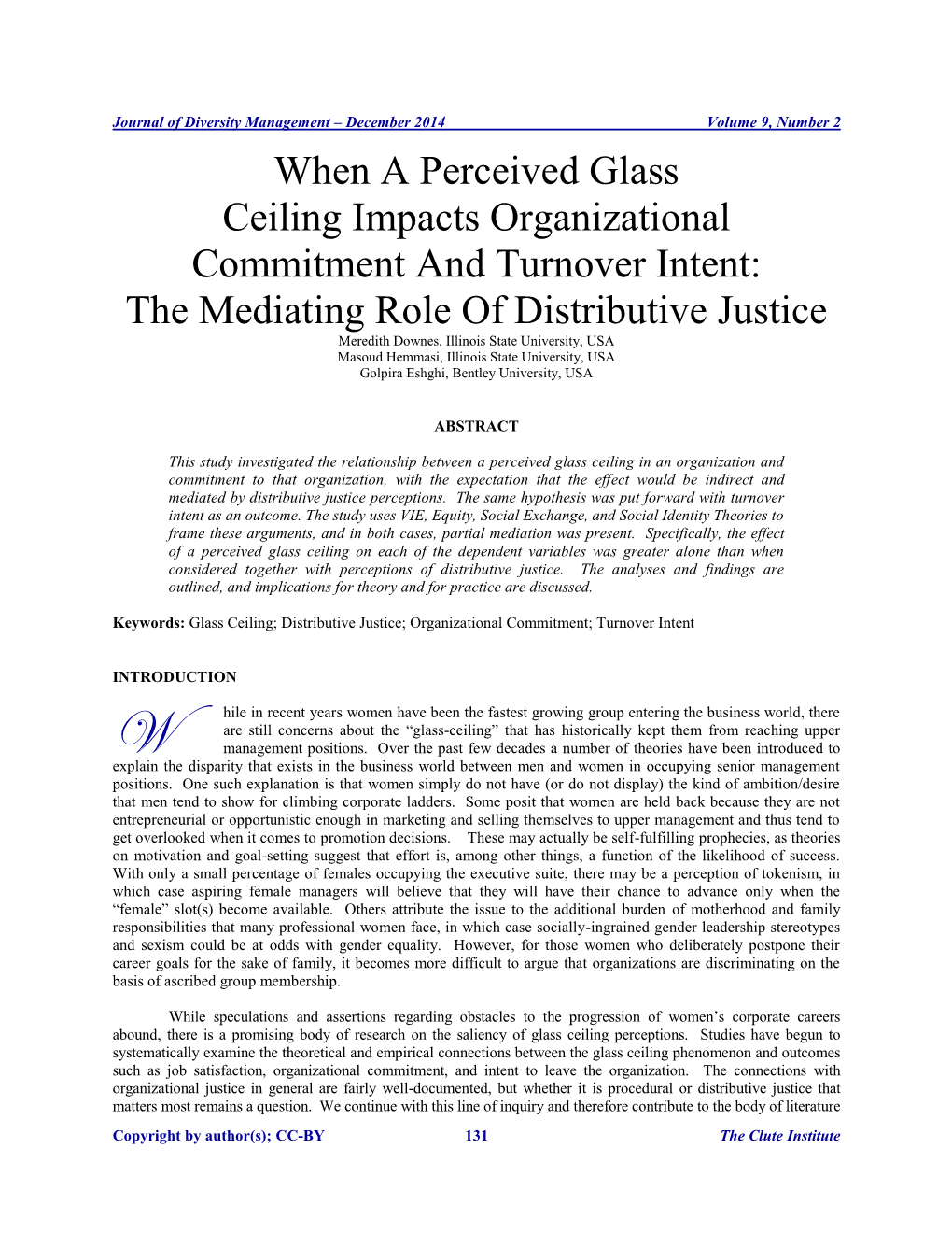 When a Perceived Glass Ceiling Impacts Organizational