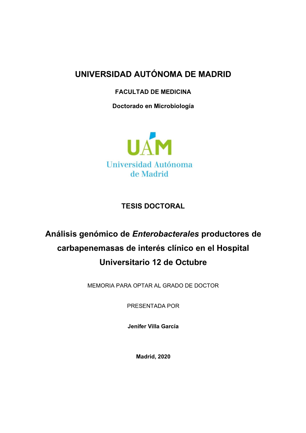 UNIVERSIDAD AUTÓNOMA DE MADRID Análisis Genómico De