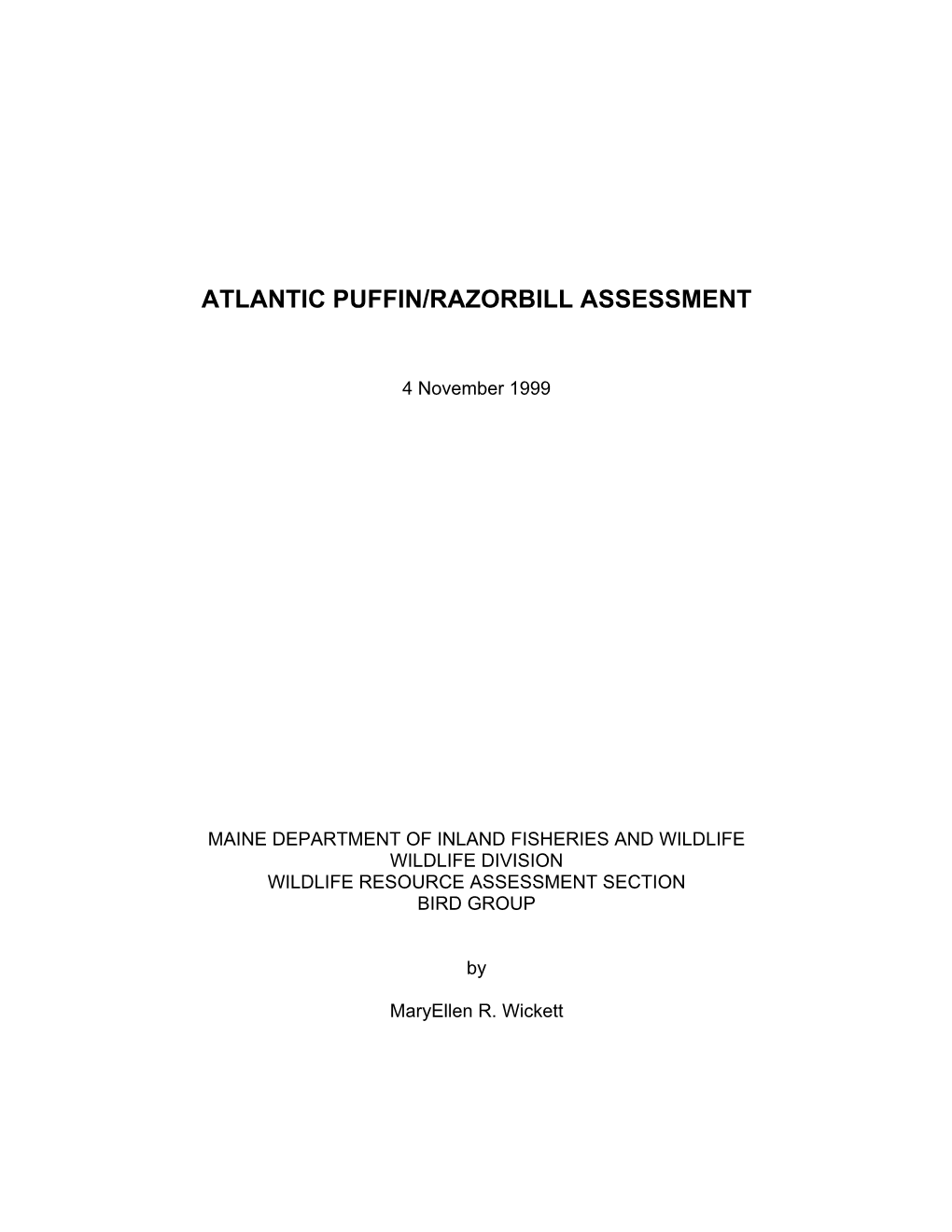 Atlantic Puffin/Razorbill Assessment