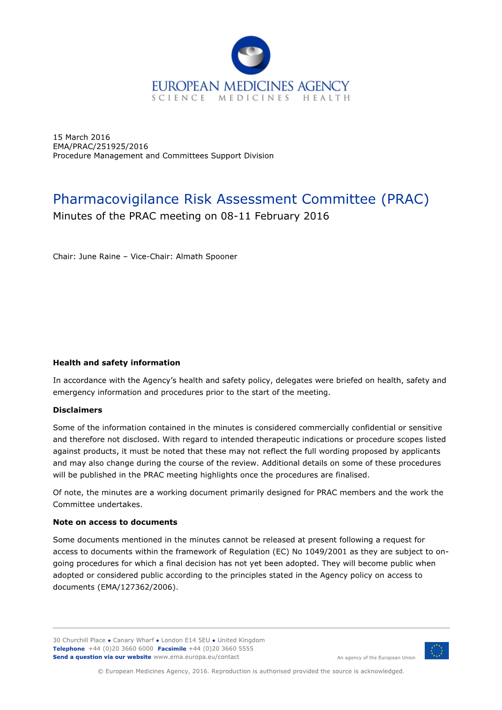 08-11 February 2016 PRAC Meeting Minutes