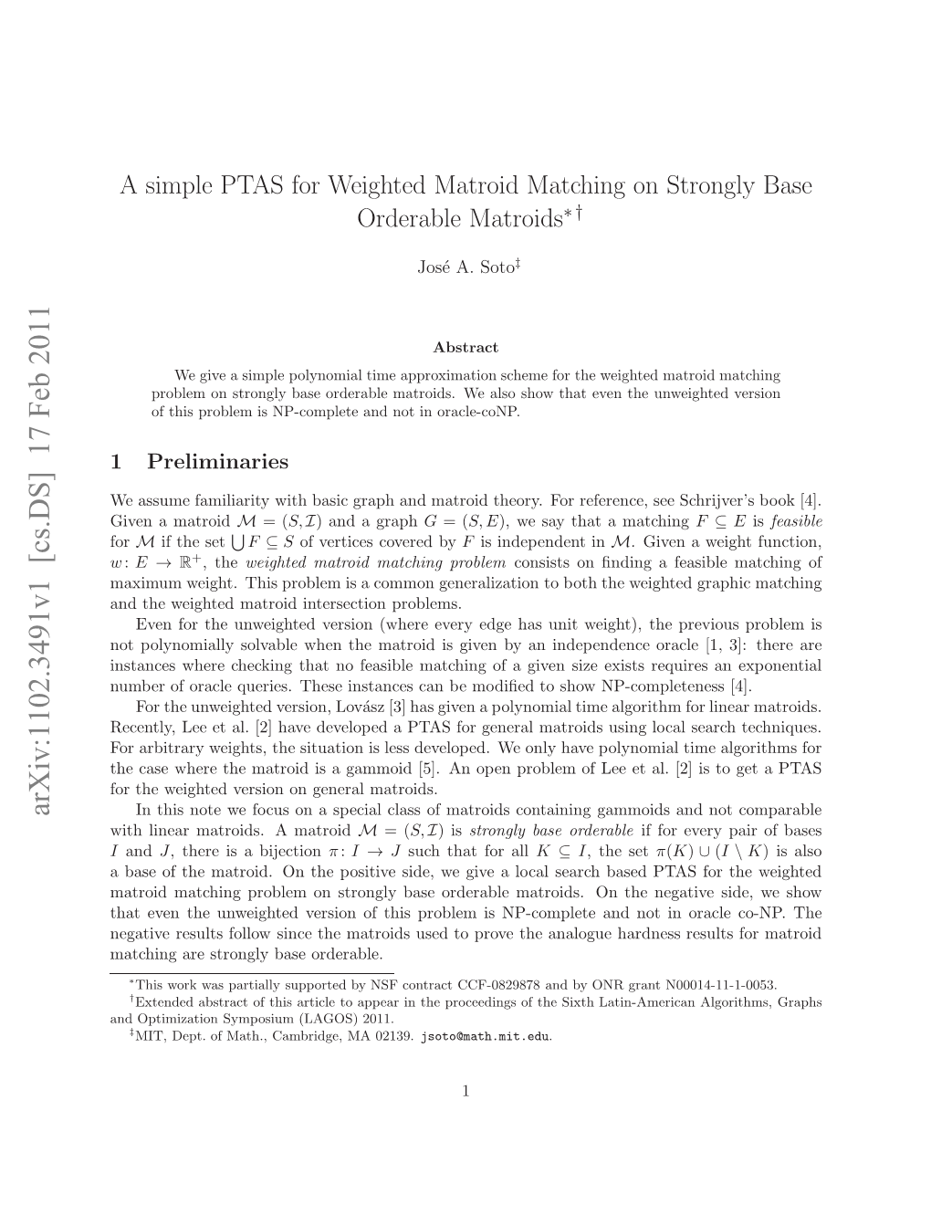 A Simple PTAS for Weighted Matroid Matching on Strongly Base