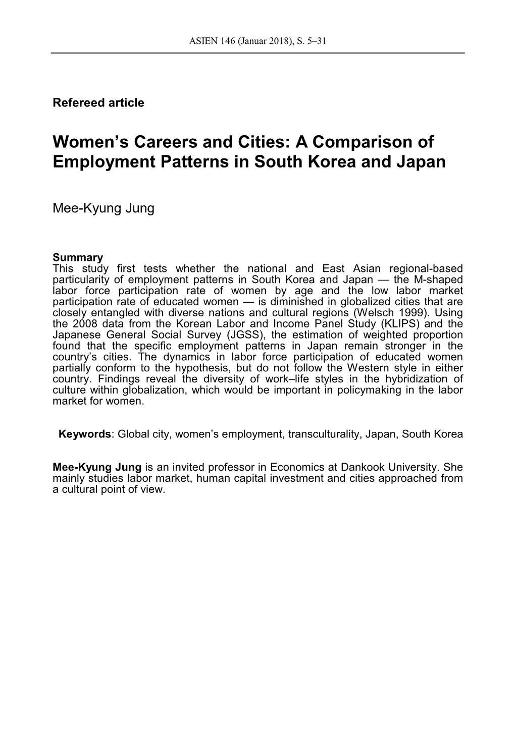 Women's Careers and Cities