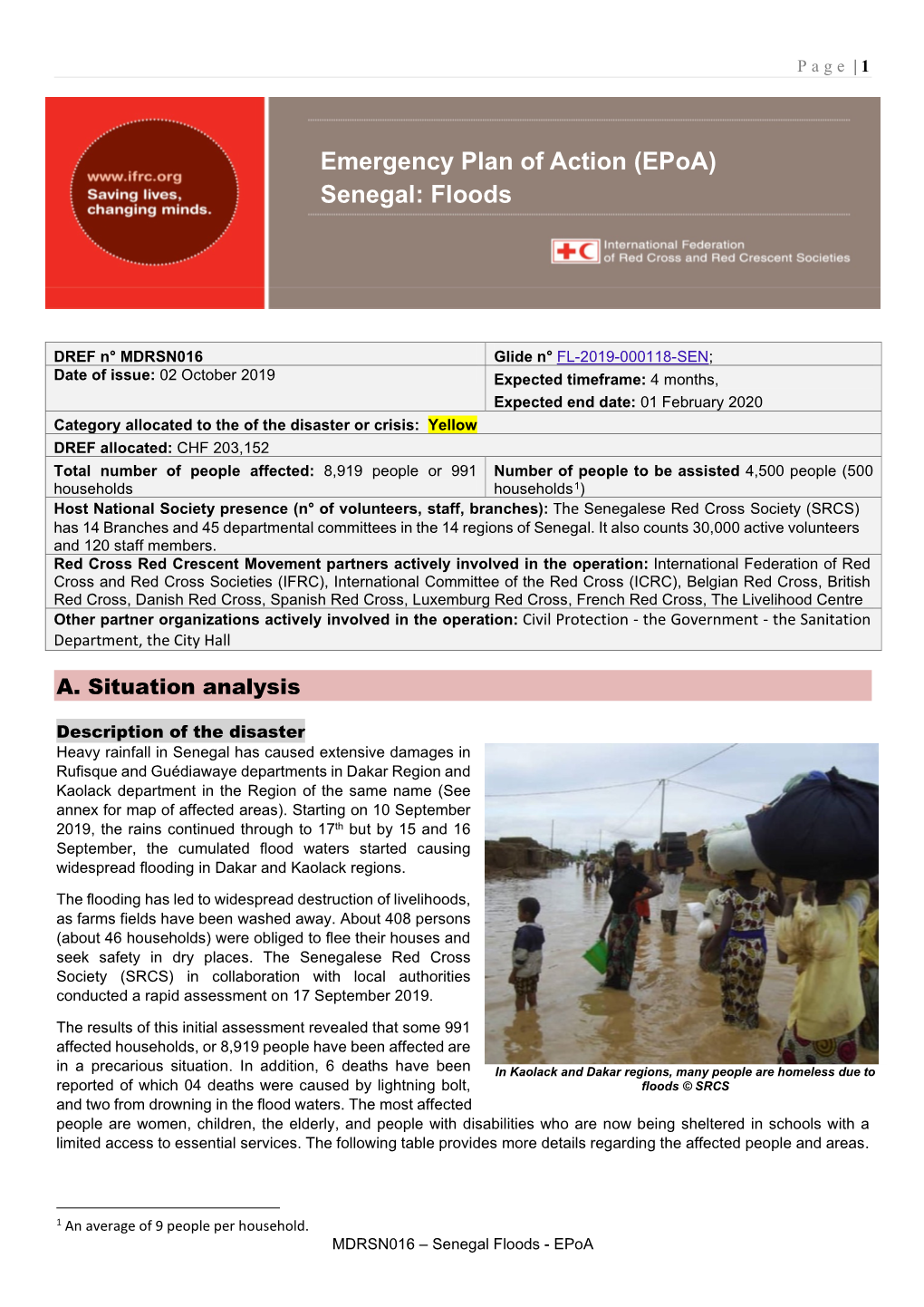 (Epoa) Senegal: Floods Emergency Plan of Action