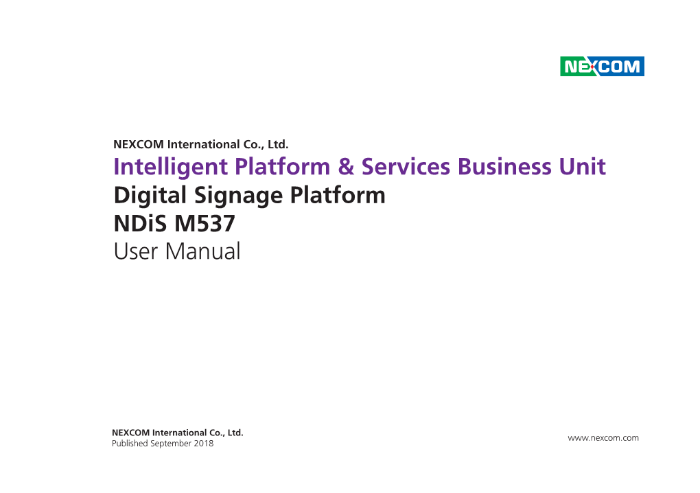 Digital Signage Platform Ndis M537 User Manual