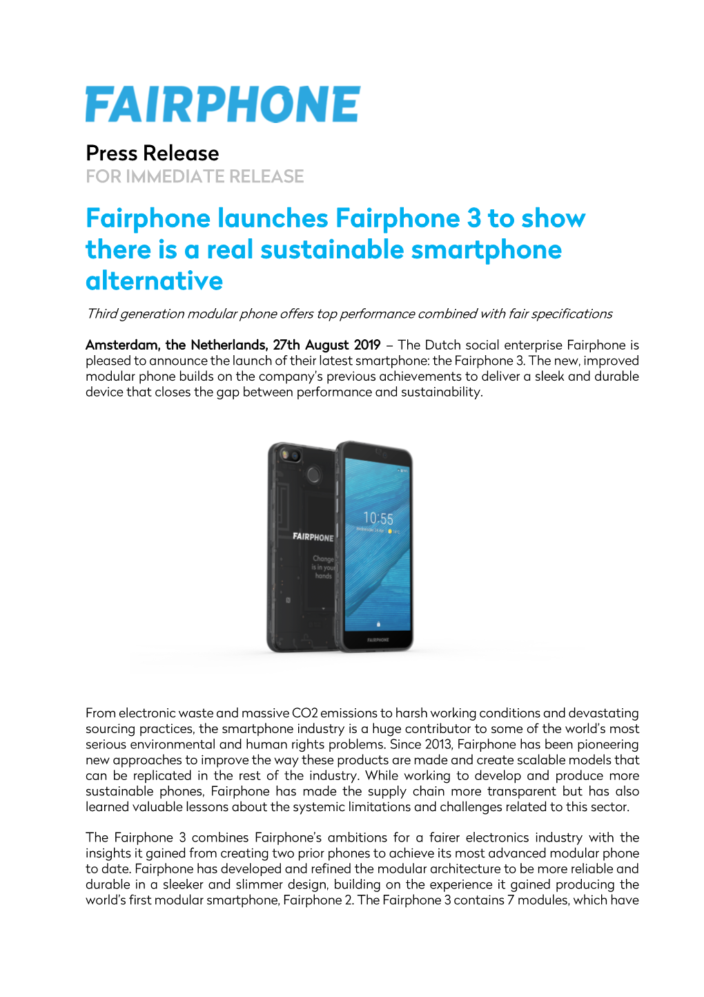 Release of the Fairphone 3