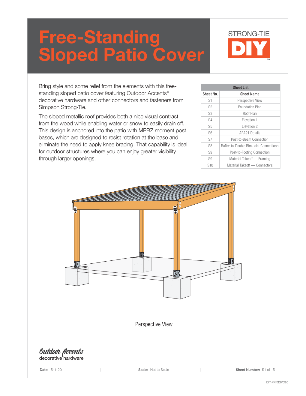 Free-Standing Sloped Patio Cover Project Plans