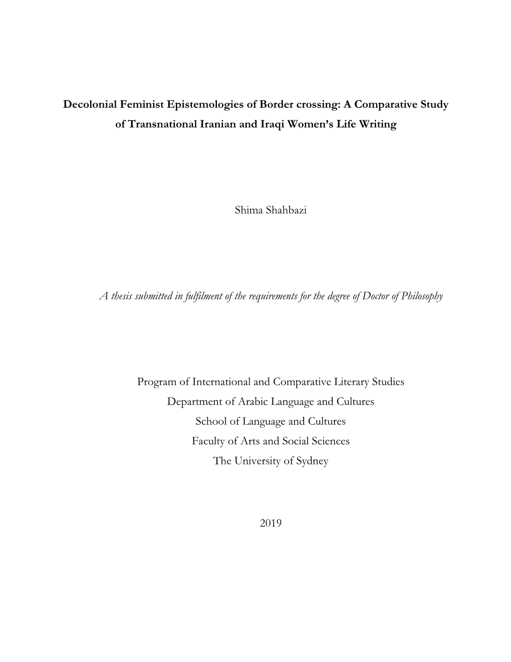 Decolonial Feminist Epistemologies of Border Crossing: a Comparative Study of Transnational Iranian and Iraqi Women’S Life Writing