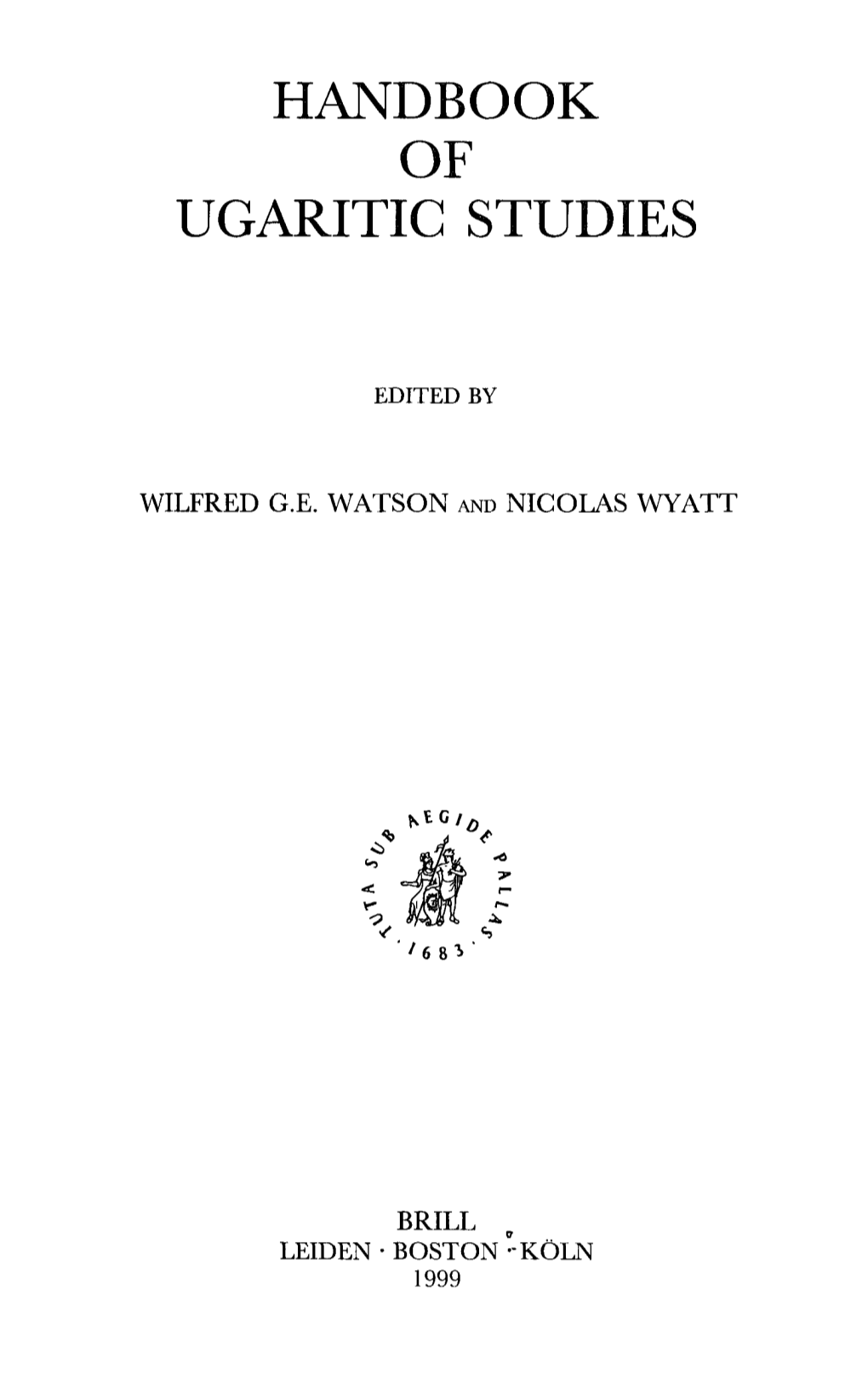 Handbook of Ugaritic Studies