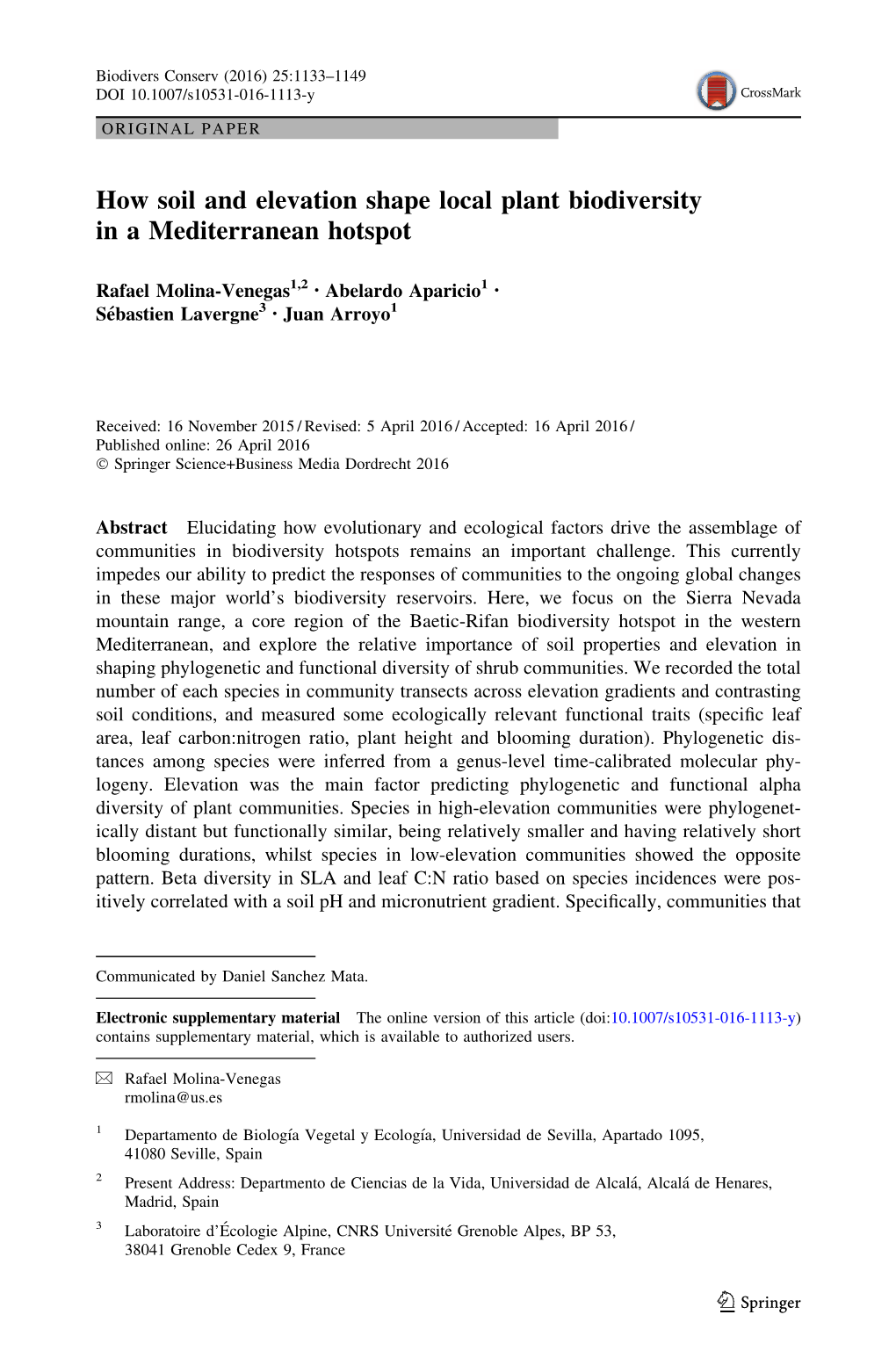 How Soil and Elevation Shape Local Plant Biodiversity in a Mediterranean Hotspot