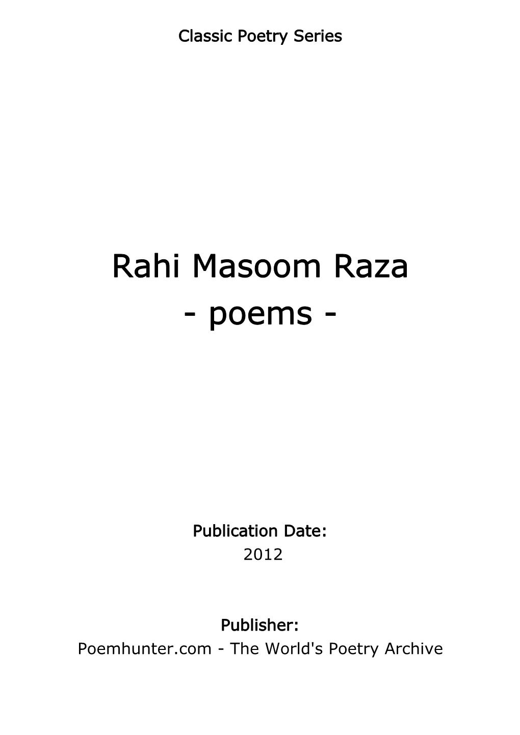 Rahi Masoom Raza - Poems