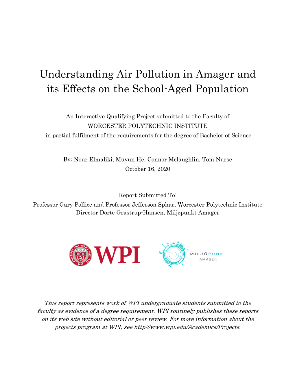 Understanding Air Pollution in Amager and Its Effects on the School-Aged Population