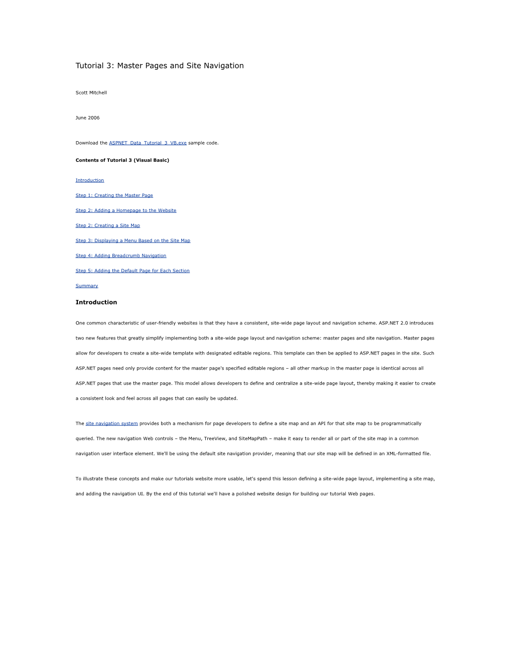 Tutorial 3: Master Pages and Site Navigation