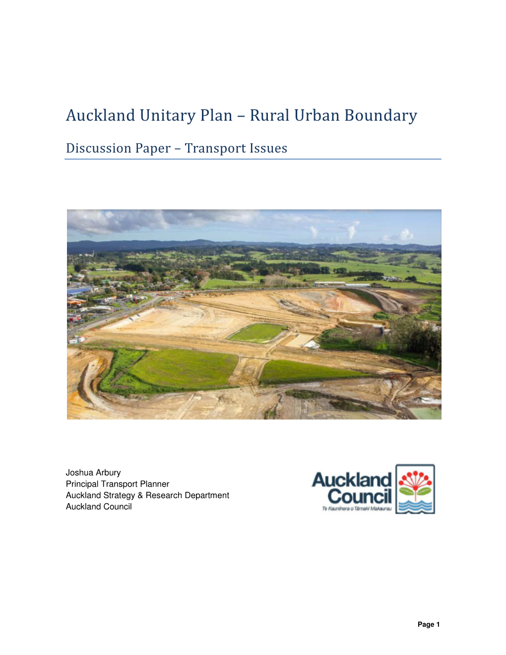 Auckland Unitary Plan – Rural Urban Boundary