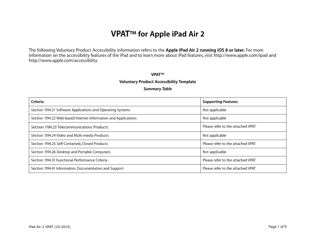 VPAT™ for Apple Ipad Air 2