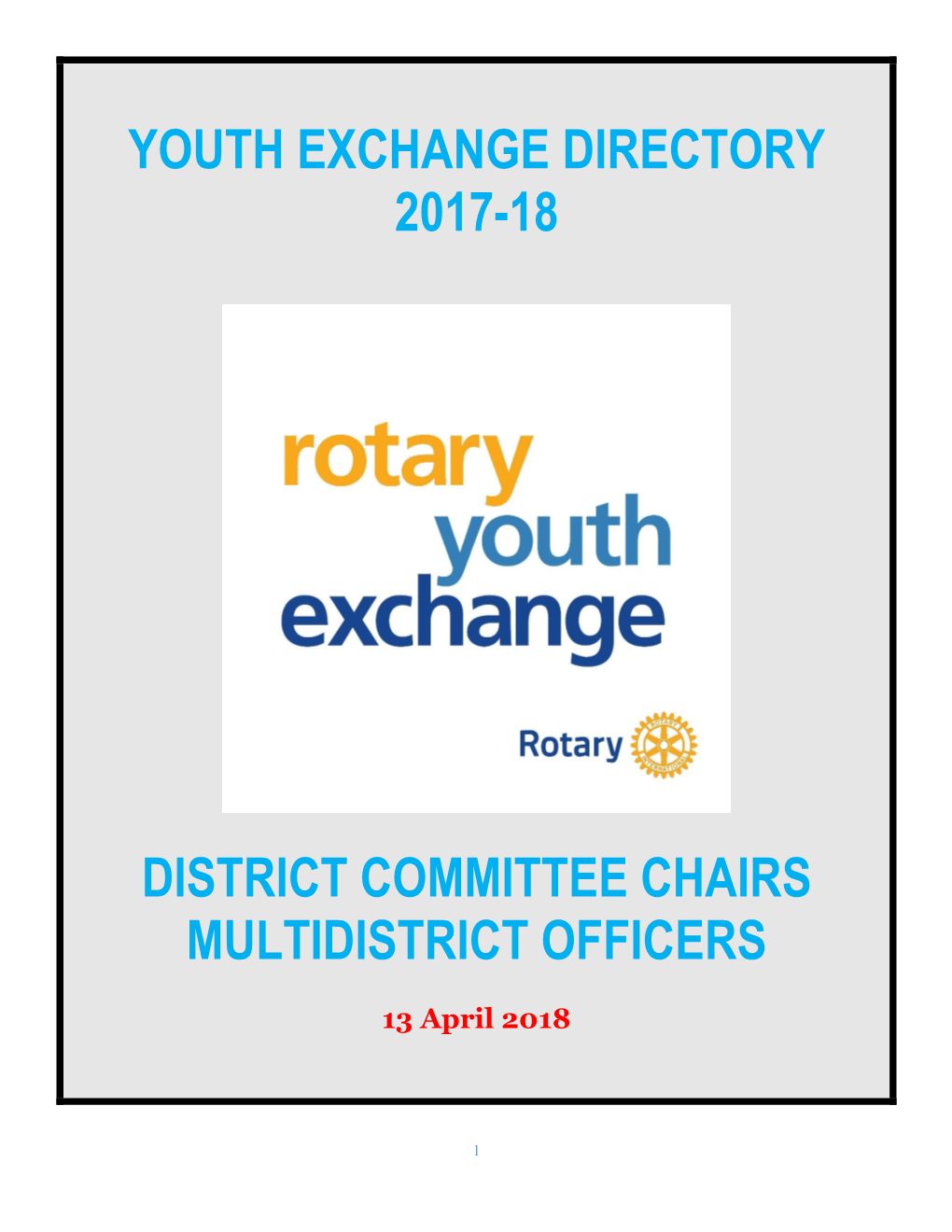 Youth Exchange Directory 2017-18 District Committee Chairs Multidistrict