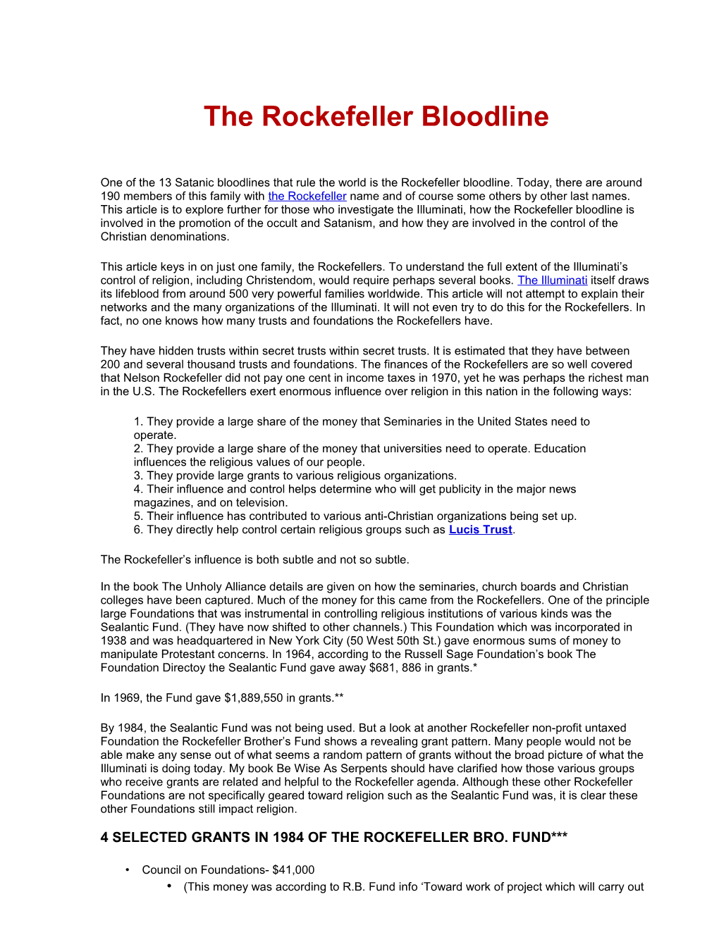 The Rockefeller Bloodline