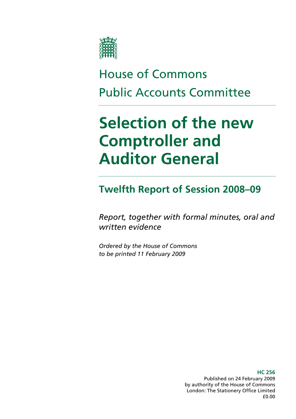 Selection of the New Comptroller and Auditor General