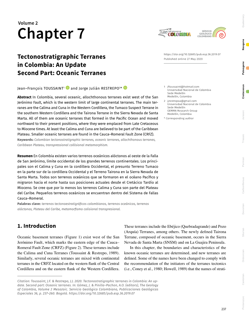 Tectonostratigraphic Terranes in Colombia an Update. Second Part