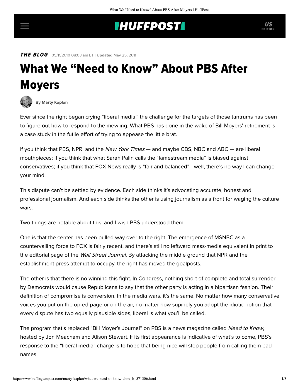 About PBS After Moyers | Huffpost