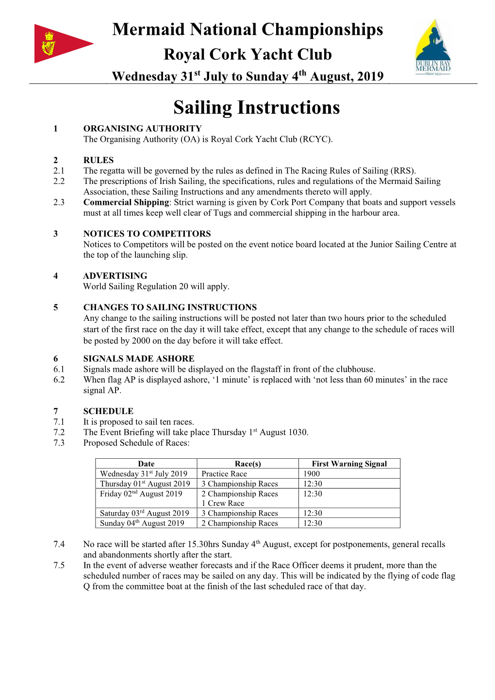 2019 Mermaid Nationals Sailing Instructions Final