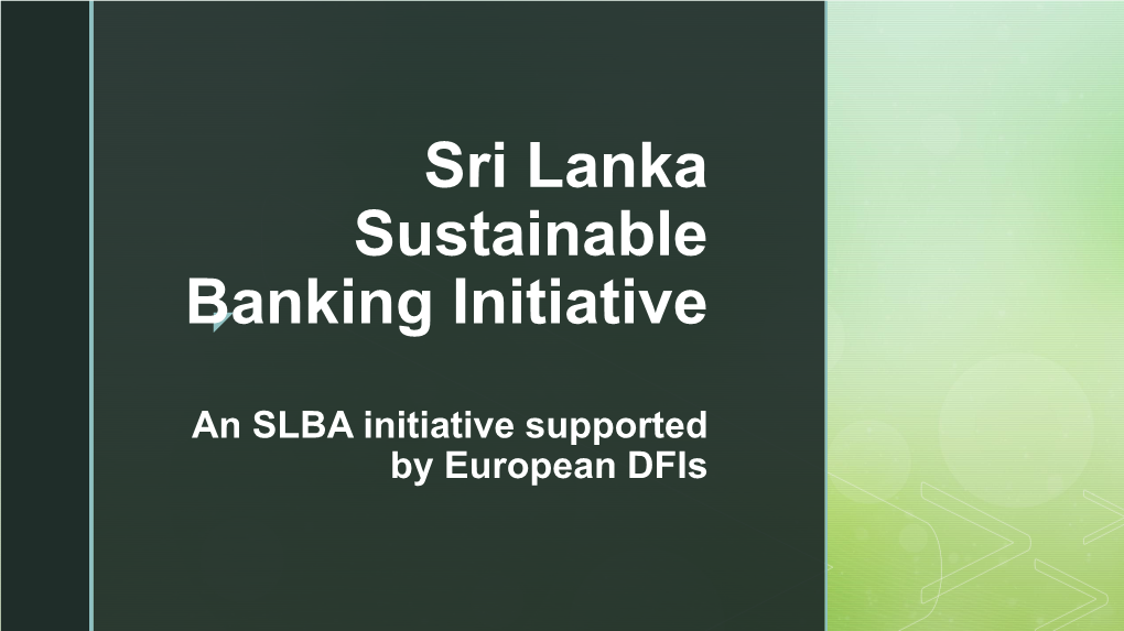 Sri Lanka Sustainable Banking Initiative