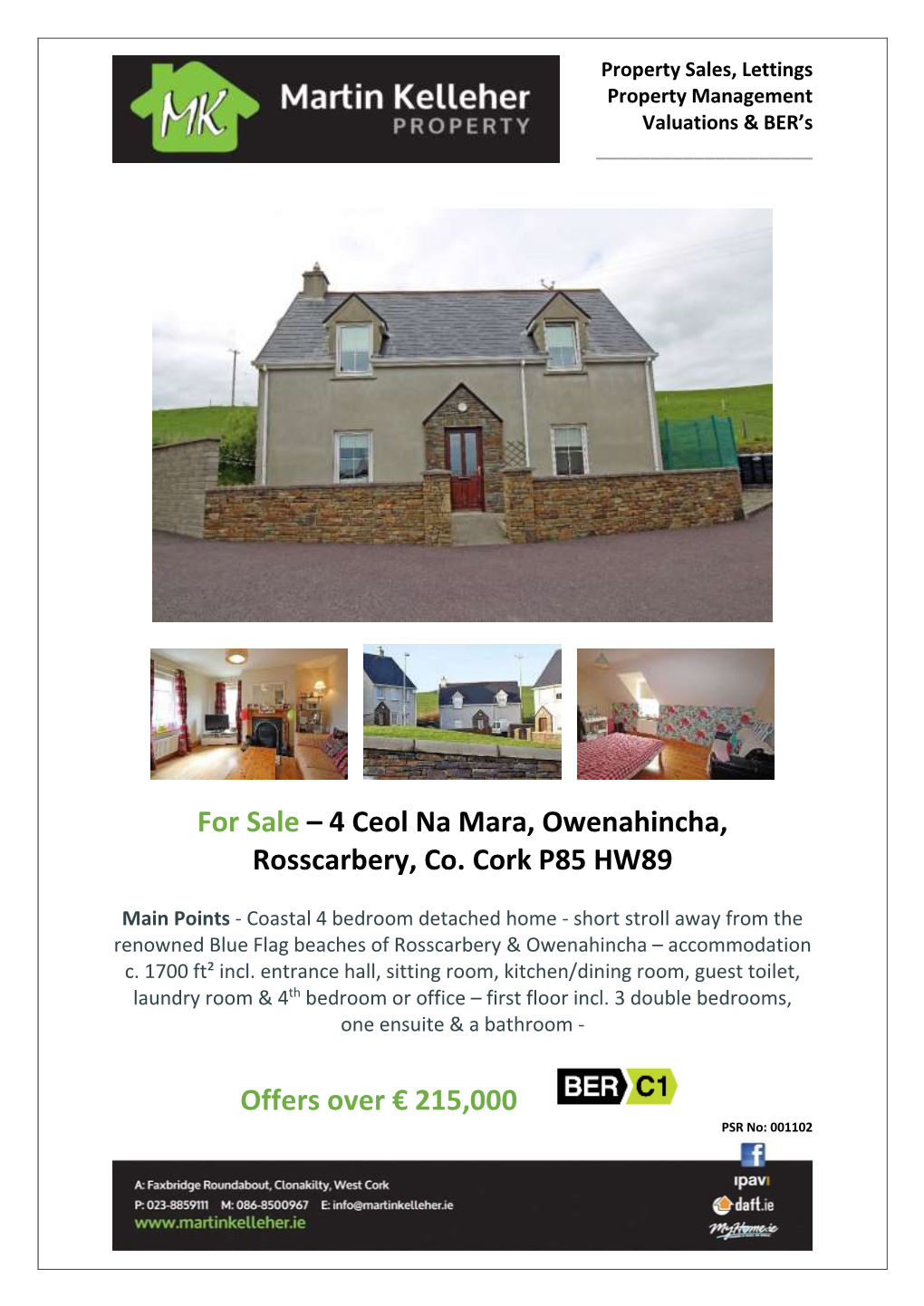 For Sale – 4 Ceol Na Mara, Owenahincha, Rosscarbery, Co. Cork P85 HW89