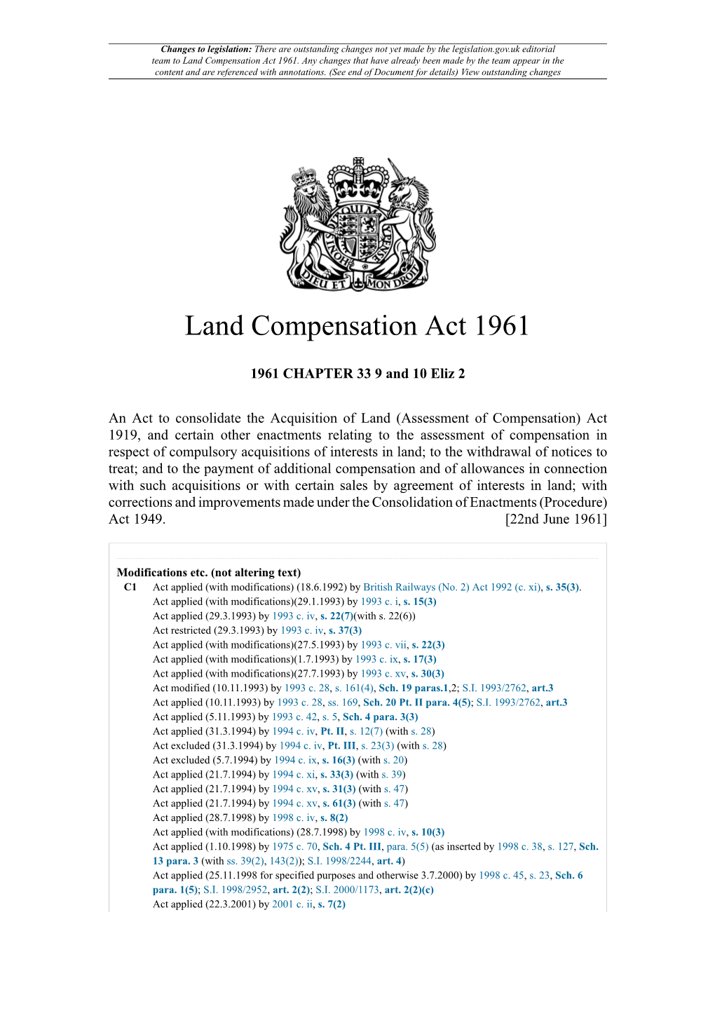Land Compensation Act 1961