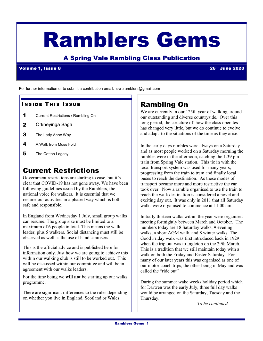 Ramblers Gems a Spring Vale Rambling Class Publication