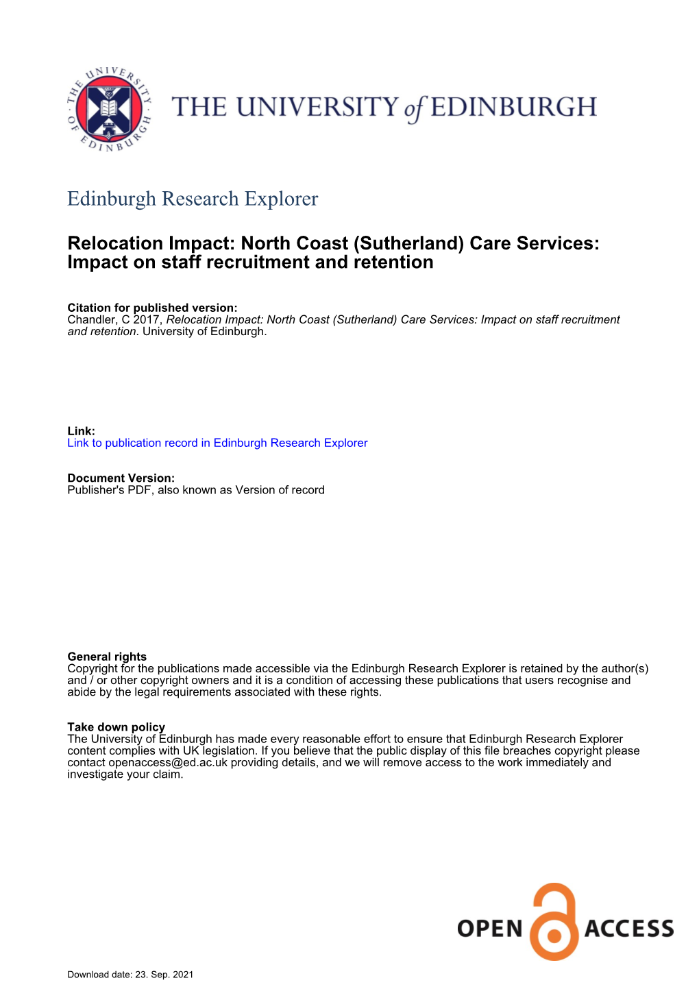 North Coast (Sutherland) Care Services: Impact on Staff Recruitment and Retention