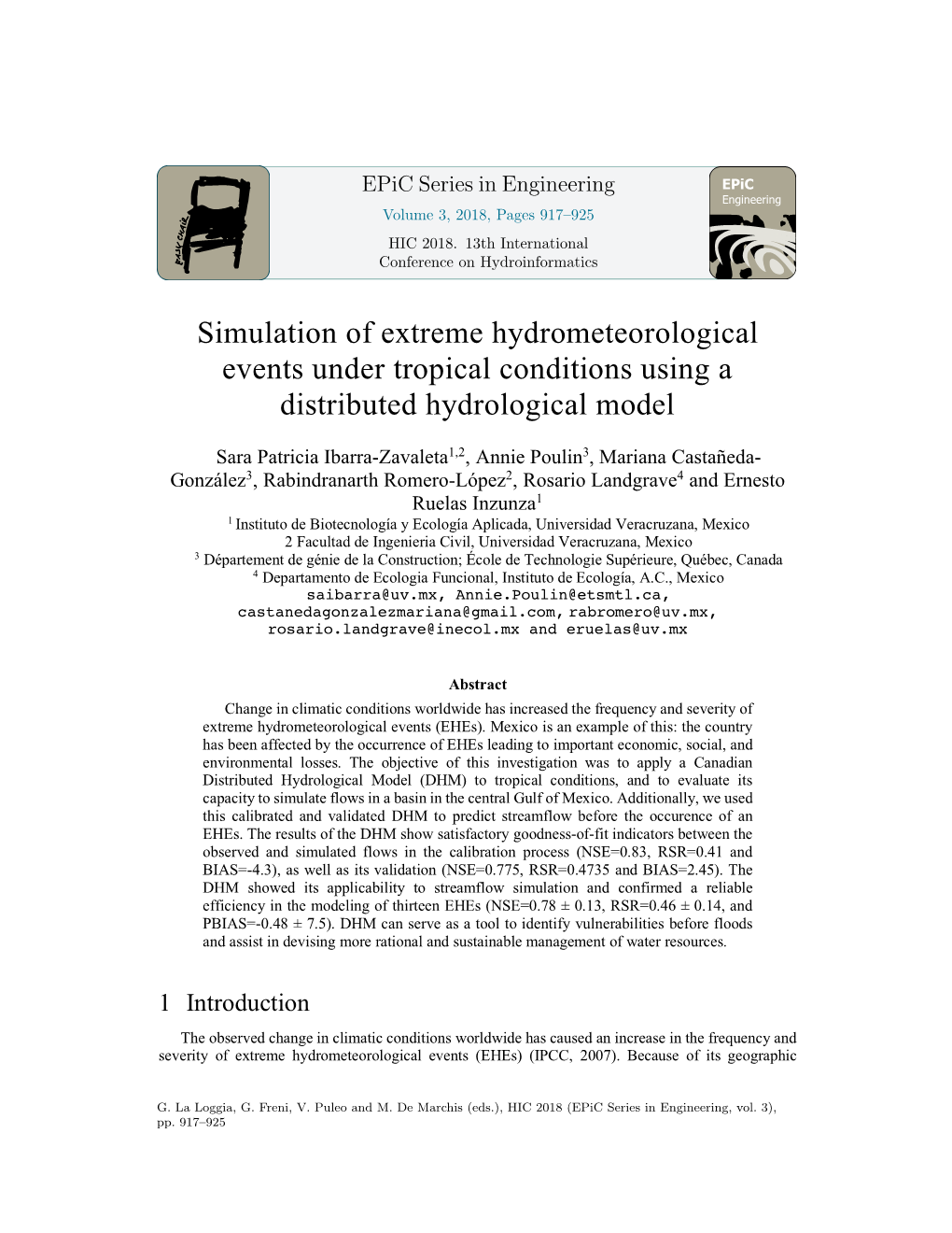 Simulation of Extreme Hydrometeorological Events Under Tropical Conditions Using a Distributed Hydrological Model