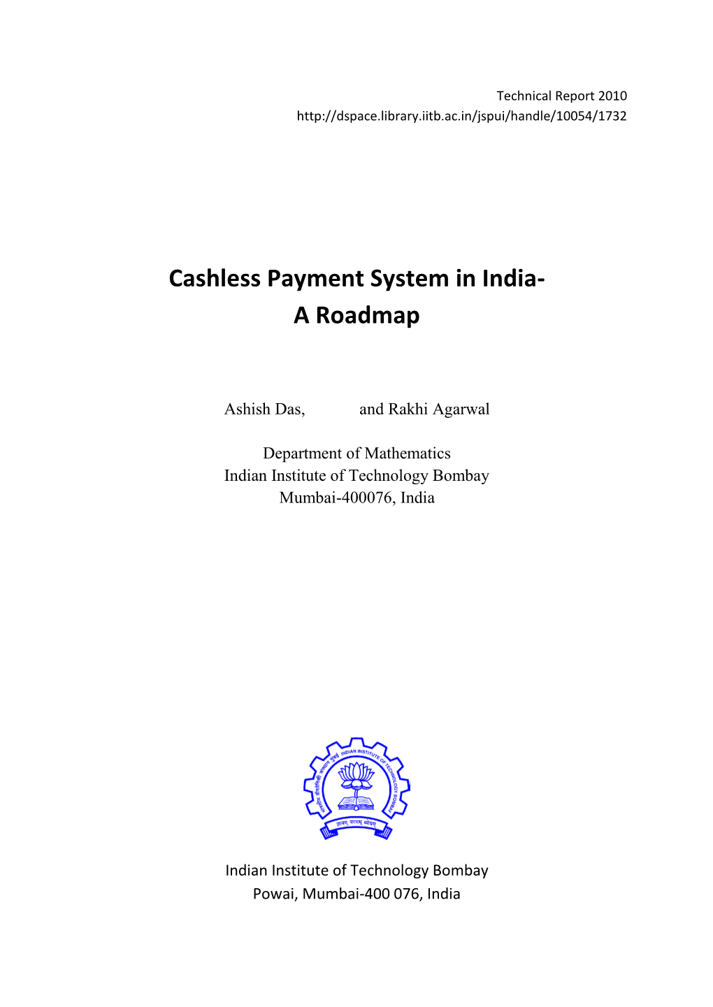 Cashless Payment System in India- a Roadmap