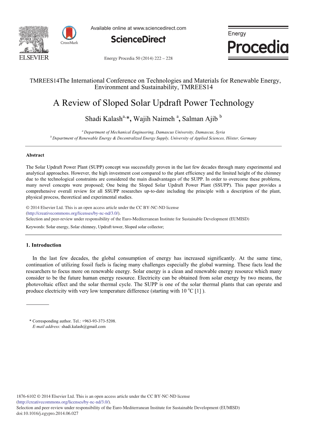 A Review of Sloped Solar Updraft Power Technology