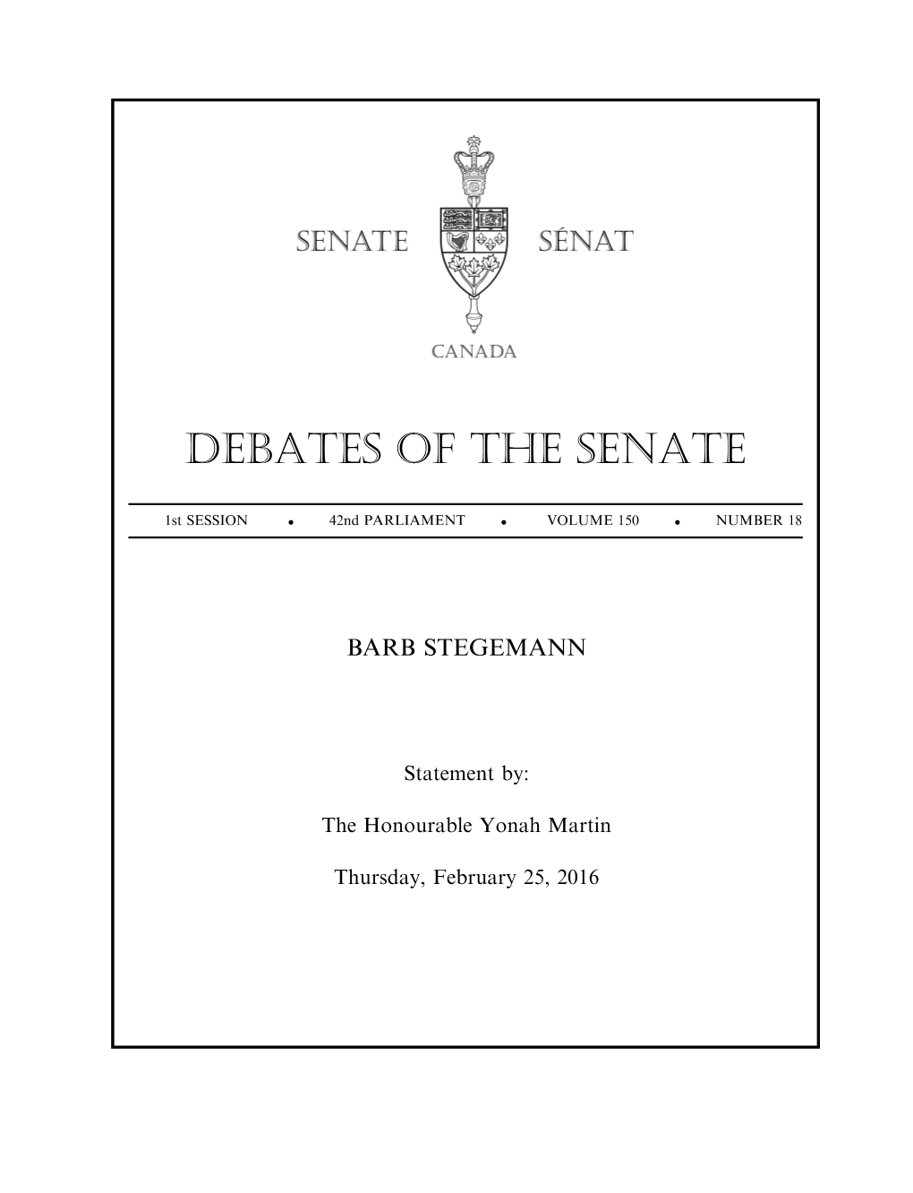 Debates of the Senate