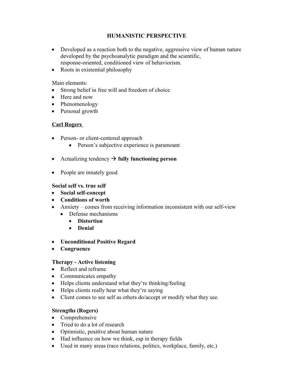 IV Humanistic Model