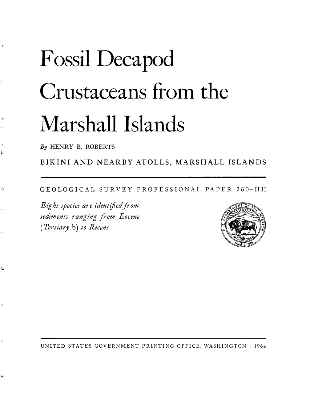 Fossil Decapod Crustaceans from the Marshall Islands