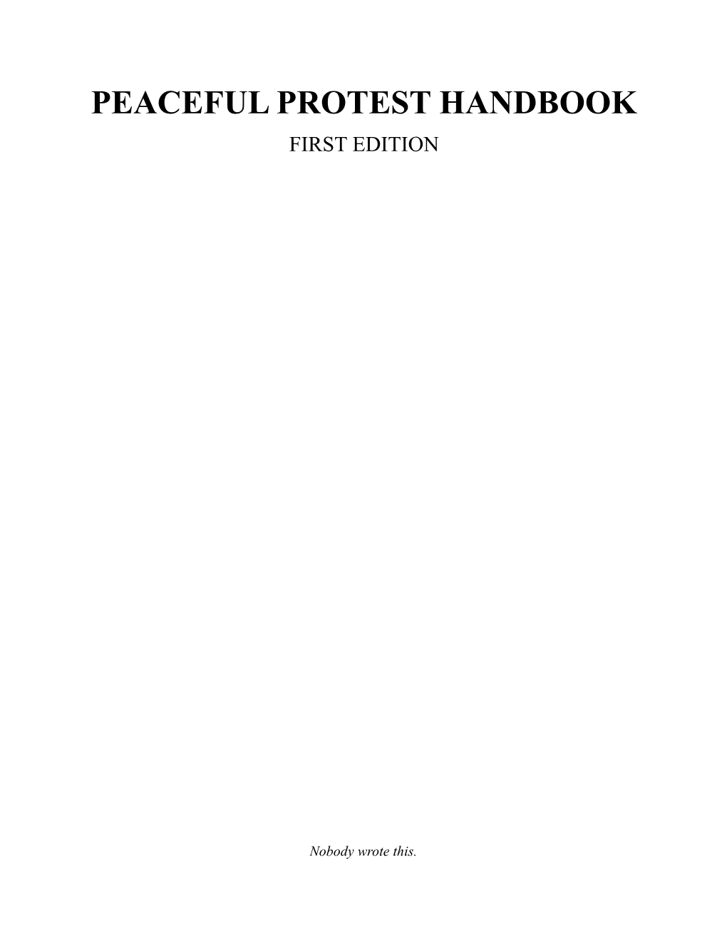 Peaceful Protest Handbook First Edition