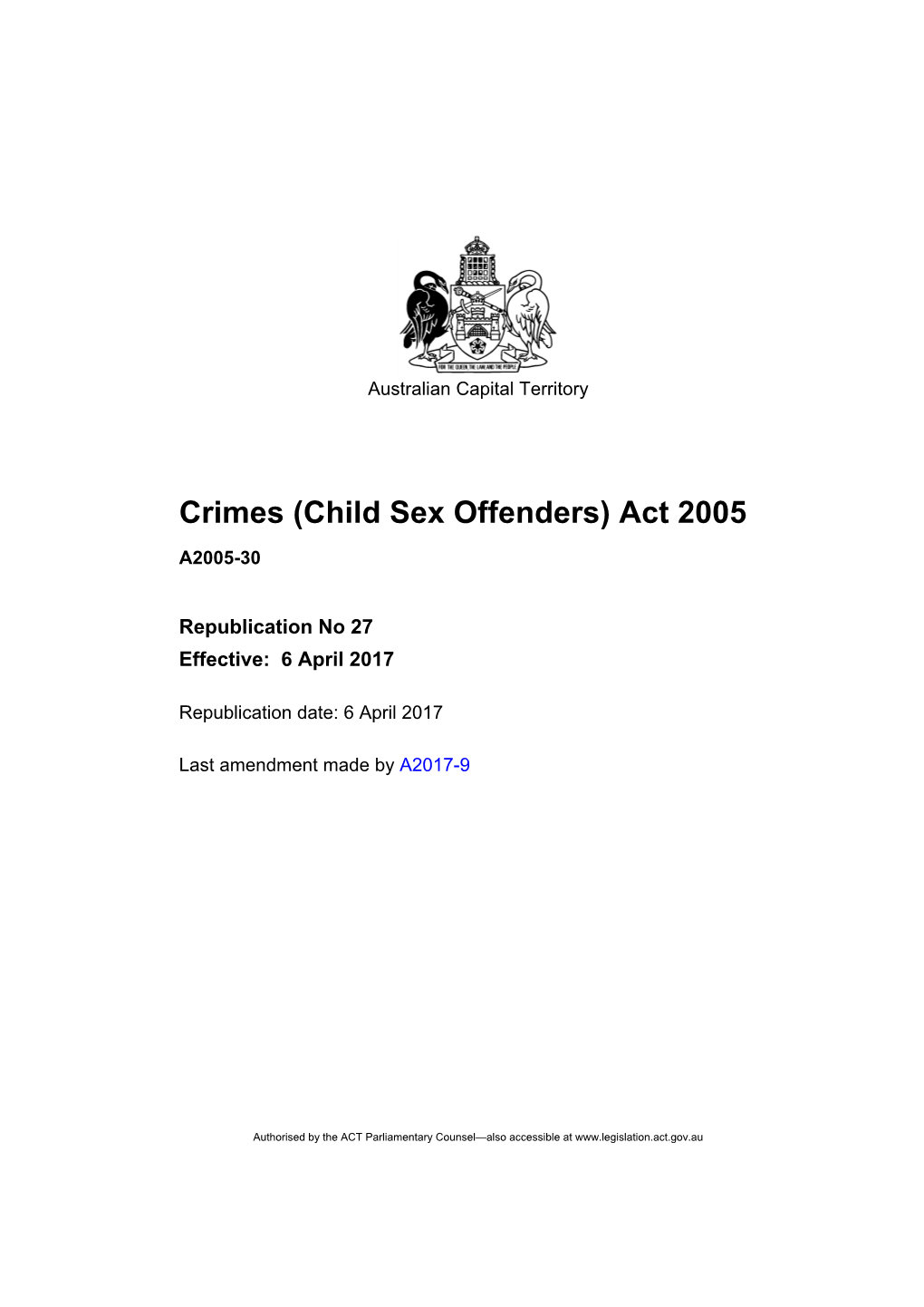 Child Sex Offenders) Act 2005