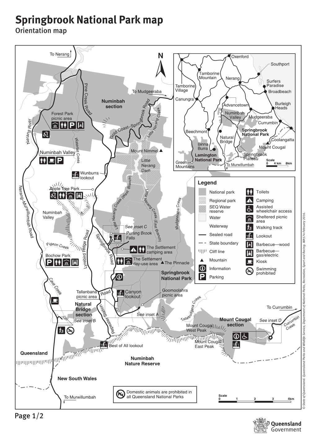 Springbrook National Park Walking Track Inset Maps