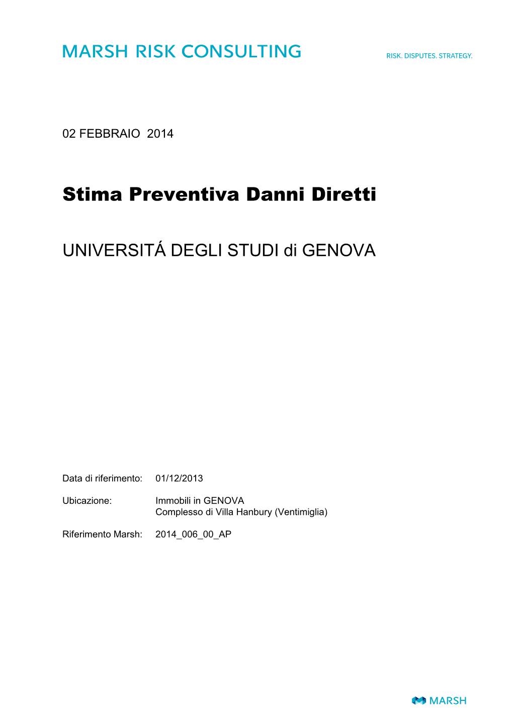 Universita Di Genova Stima Al 01-12-2013 Solo Fabbricato