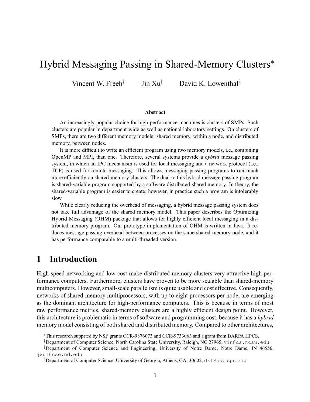 Hybrid Messaging Passing in Shared-Memory Clusters∗